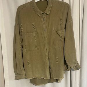 Olive Distressed Women's Jacket